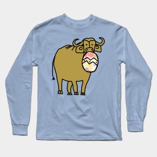 Gold Ox with Large Easter Egg Long Sleeve T-Shirt